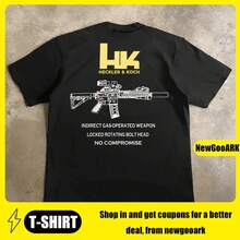 Nuova Collezione di T-Shirt 2026: T-Shirt da Uomo con Grafica H&K HK416, 100% Cotone, Assorbente del Sudore, Traspirante, Alta Qualità, Maglietta Casual per Movimenti Facili - Bianco - Visualizzare 4