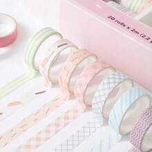 20 Rolls Macaron Washi Tape Set, Rainbow Color Masking Tape Set, 10mm (0.4 Inch) Wide, Colorful Decorative Tape For School Supplies, DIY Arts & Crafts, Scrapbooking, Journaling, Notebooks, Planners And Stationery - Rainbow Decorative Washi Tape - View 5