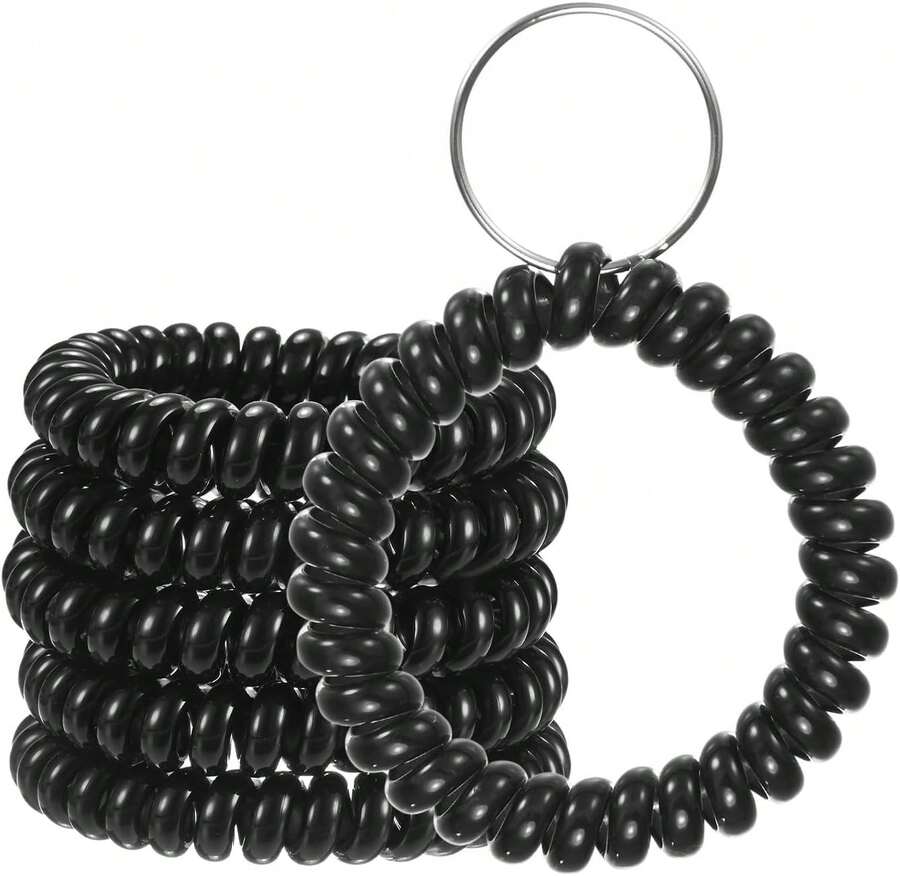 M METERXITY 6-Pack Wrist Coil Keychain Wristlet, 2 Inch Plastic Spiral Spring Flexible Stretchable Wristband With Steel Key Ring For Outdoor - ColorD - View 1