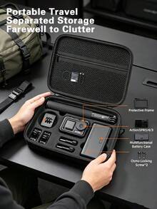 Portable Travel Storage Case For DJ I Osmo Action 5 Pro / Action 4, Shockproof Protective Carry Handbag, Storage Bag For Camera Charger, Battery & Selfie Stick Accessories - View 1