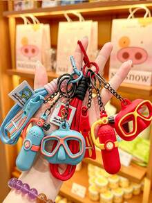 1pc Colorful Summer Fun Fins And Diving Mask Keychain, Creative And Stylish Exquisite Bag Charm For Men, Women, And Couples, Beach And Ocean Themed - Multicolor - View 8