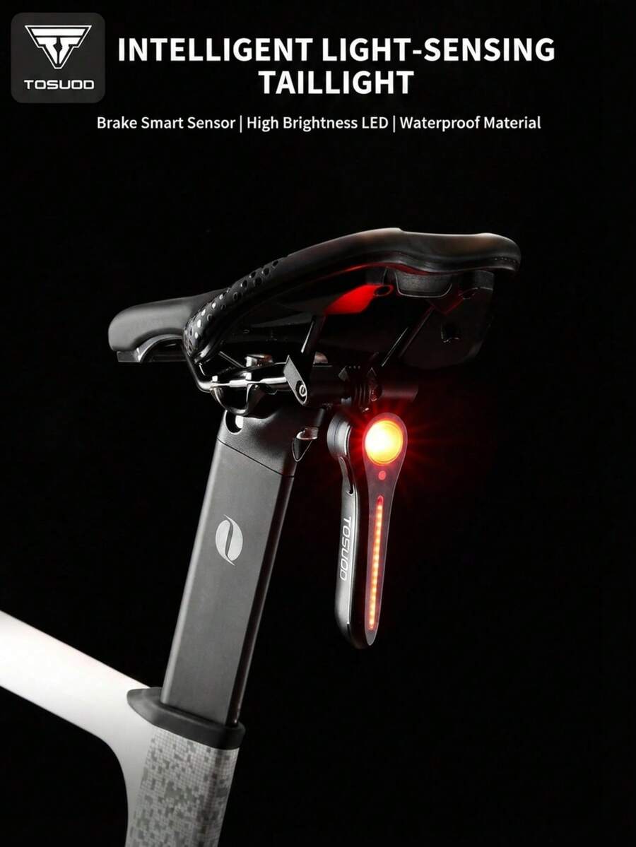 TOSUOD Brake Sensing Bicycle Tail Light, Dual Bracket Multi-Angle Installation Rear Light, Universal For Mountain And Road Bikes, Night Riding Accessory - Multicolor - View 1