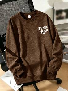 2pcs/Set Boys Outfit, Letter Print Crew Neck Sweatshirt With Pocket Casual Cargo Pants, New Autumn/Winter Comfortable Boys Set - Brown - View 6