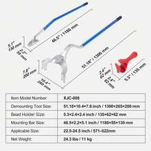 Herramienta de desmontaje de montaje de neumáticos, 571-622 mm Herramienta de desmontaje de montaje de desmontaje de acero manual, con extra Bead Keeper, Tubeless Truck Bead Breaker, 3 PCS Tire - A - Ver 7