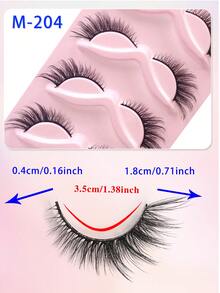 ENCHUW 5 Pairs False Eyelashes Natural Look Cat Eye Lashes Wispy Fake Eyelashes 3D Strip Lashes Thick Eye Lashes Soft Lashes Fluffy Natural Eye Lashes - Black - View 2