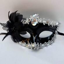 1pc Masquerade Mask, Half Face Halloween Couple Venetian Costume Set, Dual Color Princess Face Mask For Men And Women - Multicolor - View 7