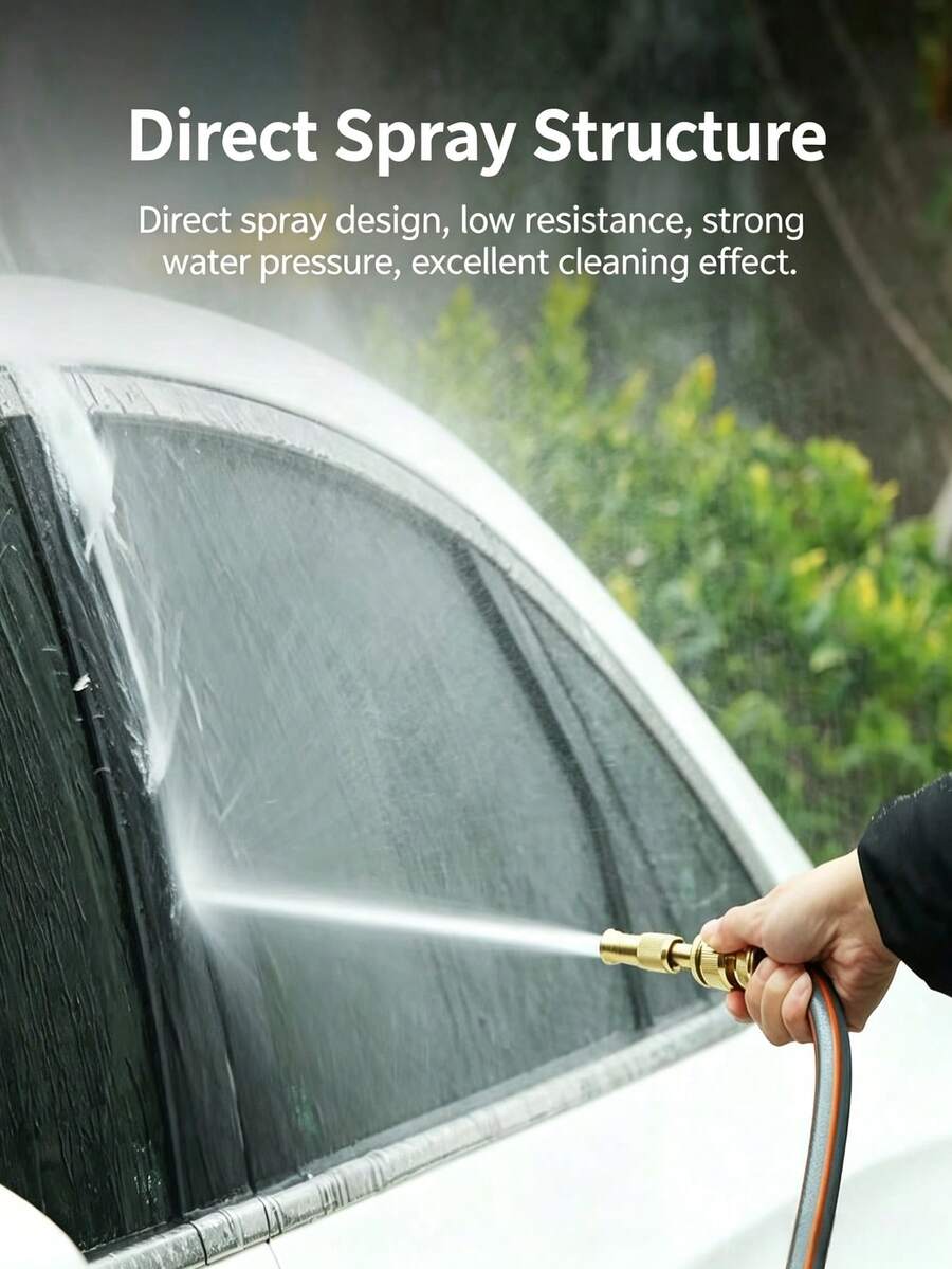 1pc Solid Brass High‑Pressure Adjustable Water Nozzle, Multipurpose Straight‑Flow Sprayer For Car Washing, Garden Watering And Household Cleaning, Fits 1/2" & 3/4‑Inch Hoses - A - View 1