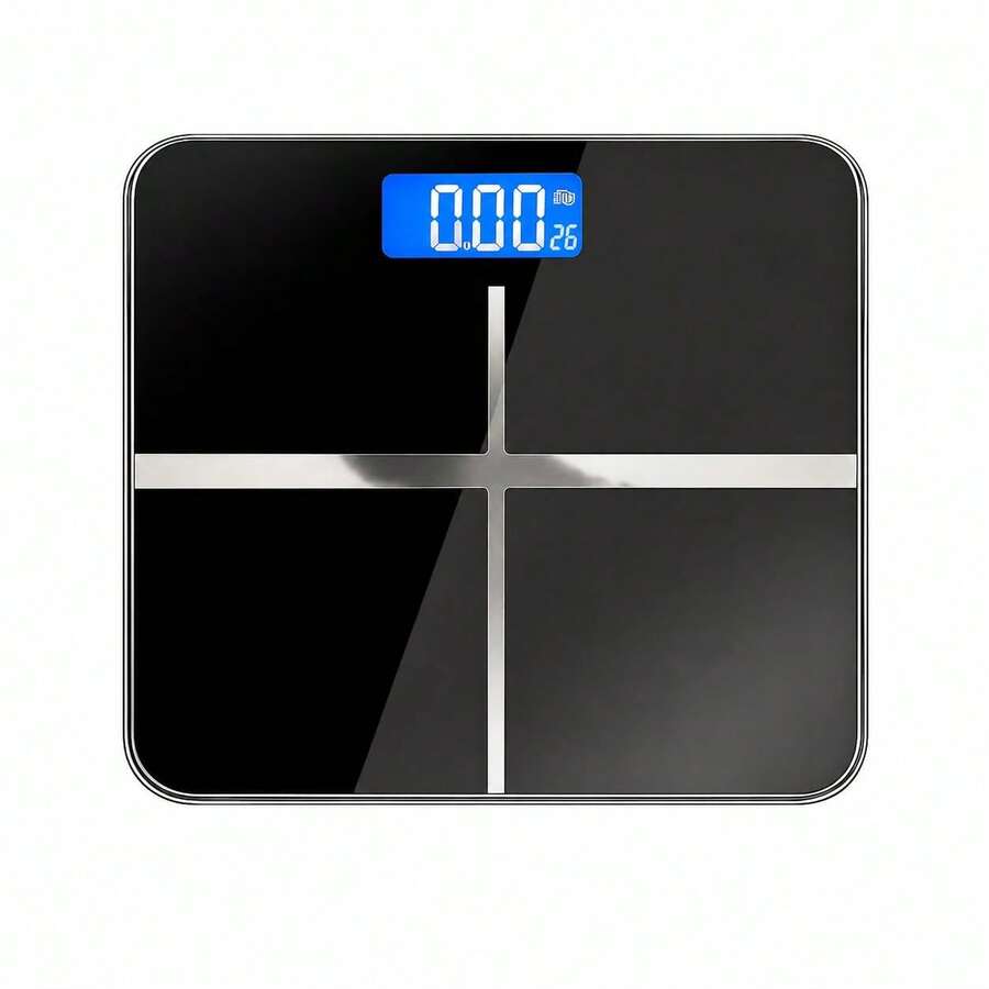 Báscula de baño digital, capacidad 180 kg / 400 lb, vidrio templado, negro, unidades kg y lb.