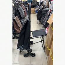 Folding Utility Cart With Built-In Seat, Storage Bag And Stair-Climbing Wheels - View 7