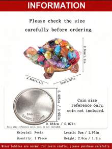 Crystal Shards Resin Turtle Statue, Healing Gemstone, Feng Shui Decor, Home Office Pocket Gift - Multicolor - View 11