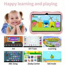 Tablet 7 inci dengan RAM 4GB + ROM 64GB / Prosesor Quad-Core 1.3GHz / Android 13 MTK8321 / Layar IPS HD 1280x800 / Kamera 2MP+5MP / Baterai 4000mAh / WiFi, Kontrol Orang Tua, Edukasi, Game / Bahan ABS + Silikon, Tablet Edukasi - Pink - Astronot - View 7