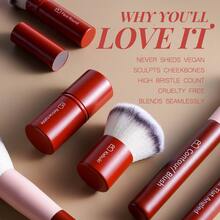 BS-MALL Professional 20pcs High-Quality Dopamine Makeup Brushes, Aesthetic Pink & Red Professional Set With Large Travel Bag, Skin-Friendly Soft Brushes For Daily Full Face Makeup - Rose Red - View 4
