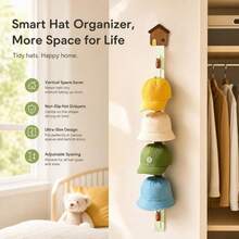 1pc Modern Wall-Mounted Plastic Panel Hat Rack - Space-Saving Vertical Hat Storage Organizer, Suitable For Closet, Bathroom, Bedroom, Dorm, Apartment - For Storing Hats, Caps, Headscarves - Multicolor - View 3