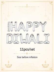 11PCS Happy Diwali Balloon Banner Set, Includes 16-Inch Multicolor "Happy Diwali" Letter Foil Balloons, Suitable For Diwali Gift Decoration, Diwali Party, Festival Of Lights - Multicolor - View 8
