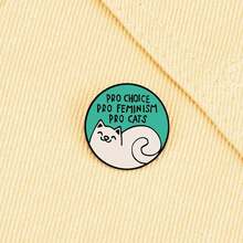 1Pc Of Circular Green Background Cartoon Cat Slogan With Niche Design For Young Men's And Women's Jackets Backpacks Personalized Decoration Brooch - Multicolor - View 10