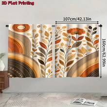 2pcs Boho Autumn Rainbow Leaf Sheer Curtains, 90GSM Privacy Polyester Curtain, Washable Fade-Proof For Home Kitchen Decor & Partition. - Multicolor - View 13