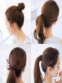200/100/50/20 Stück schwarze nahtlose Nylon-Haargummis, hohe Elastizität, nicht schädigend, dick und weich, Ponytail-Haarbänder, geeignet für Frauen, Teenager und Erwachsene, für dickes, lockiges oder glattes Haar, starke hoch elastische Haargummis für Fitness, Sport, Yoga, Laufen, rutschfeste Haaraccessoires - Schwarz - Übersicht 7