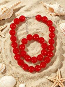 1 Set 2pcs European & American Bohemian Geometric Translucent Beaded Bracelet & Necklace Set For Women, Summer Beach Vacation - Handmade Beaded Bracelet Necklace Set - View 21