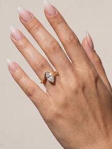 1pc Pear-Shaped Cubic Zirconia Elegant Ring, S925 Sterling Silver Plated Platinum, Exquisite Jewelry For Daily Wear, Gift - Design Marquise Ring - View 2