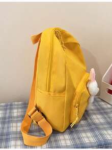 (客製化刺繡) 1件柔軟泰迪熊設計配色拼接輕量透氣雙肩背包，可刺繡個性化姓名，適合學校與旅行雙用途，節日禮物 - 彩色 - 查看 10
