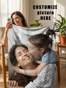 1pc Customized Photo Blanket, Personalized Photo Blanket, Family Photo, Pet Photo, Couple Photo Customization, Mother's Day, Father's Day, Valentine's Day, Office Nap Blanket, Private Customized Blanket, Holiday Blanket, Gift For Mom/Dad - Multicolor - View 2
