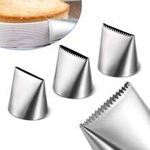 3pcs Large Cream Piping Nozzle Set, Stainless Steel Cake Piping Tips, Decoration Tools, Silver, Piping Bag Accessories, Suitable For Cookies, Cupcakes, Baking Buttercream - Multicolor - View 9