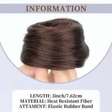Extensão de Cabelo Mini Fofa com Coque Desarrumado para Cabelos Finos, Acessório de Cabelo Scrunchie com Coque de Cabelo Encaracolado de Fibra Sintética para Mulheres - Multicolorido - Visão 3