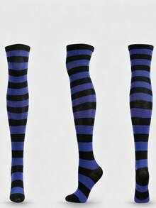 6/1 Pair Women's Striped Multicolor Cute Casual JK School Style Over-The-Knee Long Socks - Multicolor - View 15