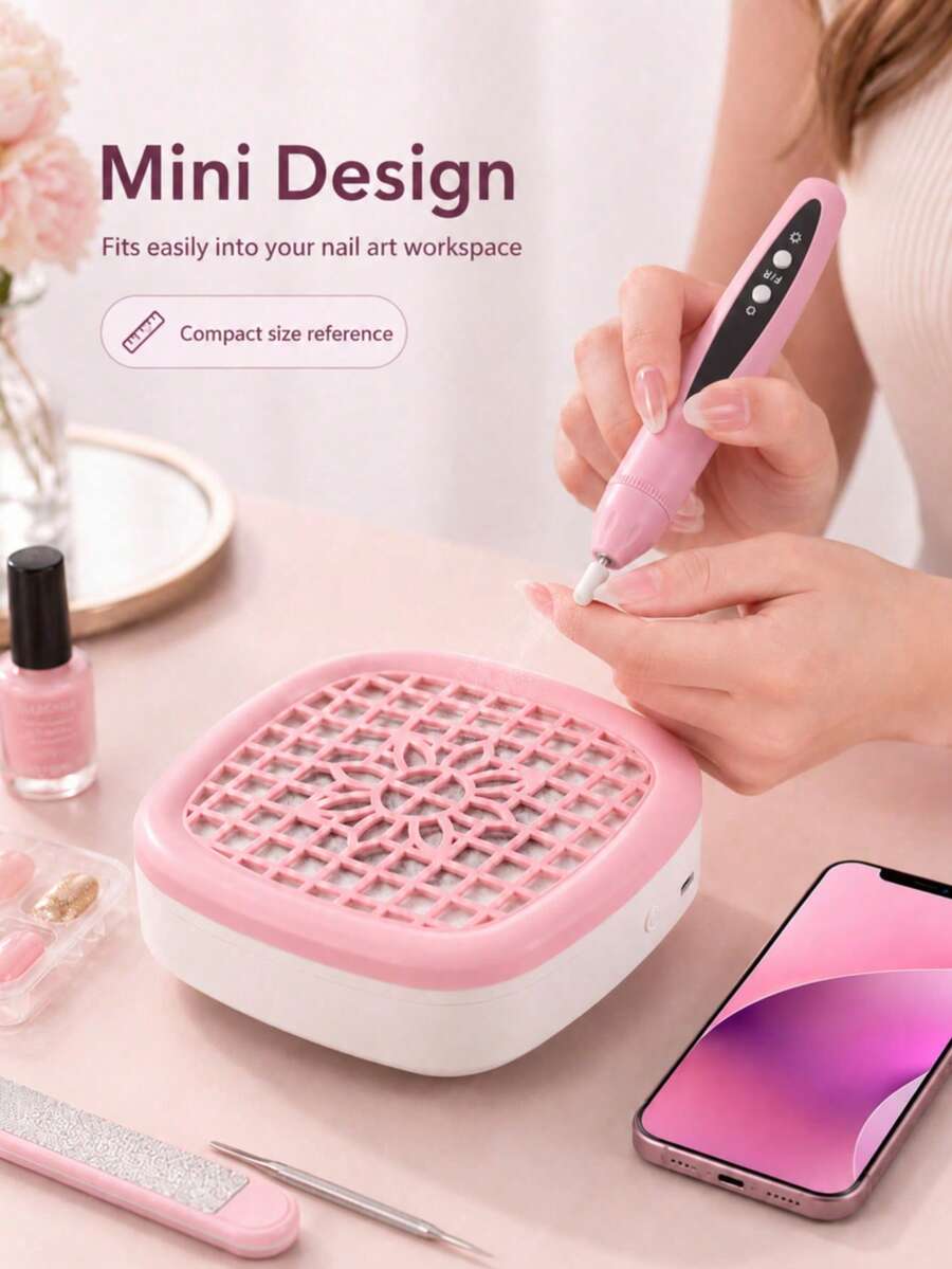 Entry-Level Portable Nail Dust Collector, Powerful Vacuum Fan With Reusable Filter, Suitable For Acrylic Nail Polishing, Salon, Home And Training, Ideal For Beginners, Nail Artists, DIY Enthusiasts, Valentine's Day, Mother's Day Gift