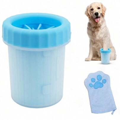 Dexas MudBuster Limpiador de Patas para Perros Medianos, Azul, Se Ajusta a Patas de 1.5"-2.5" de Ancho, Cerdas de Silicona Suave, Limpieza Rápida y Conveniente