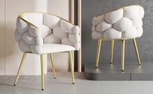 Beige Velvet Armchair - Modern Style - Beige - View 1
