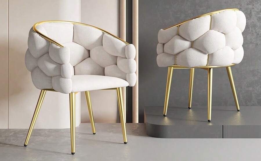 Beige Velvet Armchair - Modern Style - Beige - View 1