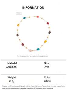 OOQ 1pc Bohemian Style Colorful Asymmetrical Resin Beaded Necklace, Elegant Personalized Sexy Collarbone Chain, Suitable For Beach, Vacation, Party, Daily Wear, Gift For Friends And Family - Colorful - View 7