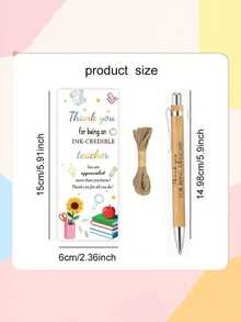 Ensemble cadeau de 36 stylos à bille pour enseignants, comprend un marque-page de remerciement, de la corde de chanvre et des stylos à encre noire, cadeau parfait pour les enseignants le premier jour d'école, idéal pour la fête des enseignants, la rentrée scolaire, convient aux fournitures de bureau et d'école, ou à offrir aux collègues enseignants et amis (18 pièces/36 pièces) - A - Voir 2