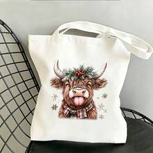 1/2/3pcs Christmas Highland Cow Heat Transfer Sticker, Long-Haired Yak With Tongue Out, Pine Branch Red Berry Wreath, Red And White Plaid Scarf, Snowflake And Snow Elements, Cozy Winter Cartoon Christmas DIY Print, Suitable For T-Shirts, Sweatshirts, Canvas Bags - Multicolor - View 5