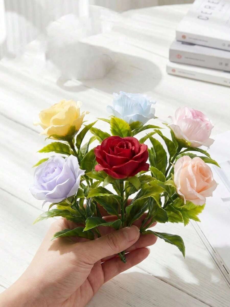 10/20pcs Artificial Roses, Flocked Material Soft Touch 10cm/4in, Suitable For Wedding Decor, Bridal Bouquet, Home Decor, Anniversary, Birthday Party, DIY Crafts, Floral Centerpiece, Party Backdrop, Outdoor Garden Decoration