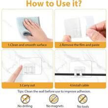 Transparent Drill-Free Kitchen Hardware Hooks, Self-Adhesive Invisible Wall Clips For Kitchen Appliance Cords And Small Tools Storage - View 3