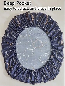 1pc Heart & Star Print Single Fitted Sheet, Minimalist Starry Sky Pattern Polyester Mattress Protector, Soft & Breathable, Machine Washable, Deep Pocket, Suitable For All Seasons - Multicolor - View 5