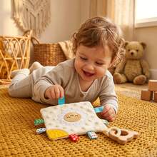 Newborn Commemorative Rattle, Cute Shaped Baby Grip Rattle Toy, Infant Grip Training Toy, Newborn Gift, Full Moon Commemorative Gift, Early Education Sheep Anti-Tear Toy, Baby Hand-Eye Coordination Tactile Toy, Multi-Function Sensory Toy, Christmas Halloween Gift, Soft And Easy To Grip, Fluffy Comfort Blanket Rattle Set - Multicolor - View 4