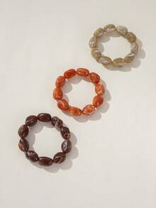 Nocturel 3pcs/Set Fashionable Retro Exaggerated Bohemian, Thick Multi-Layer Acrylic Beaded Bracelet, Suitable For Women, Couples, Parties, Daily Wear - Multicolor LOO - View 4