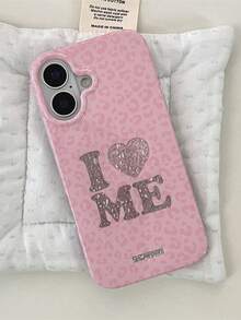 1 buah Casing Ponsel Lembut Transparan Warna Pink Muda Motif Leopard Berbentuk Berlian dengan Tulisan "I Love Myself" dan Huruf Hati, Kompatibel dengan iPhone 16 Pro Max, 15, 14, 13, 12, 11, Pro Plus, 16E, Jendela Kamera Terpisah Ukuran Besar, Desain Perlindungan Penuh, Tahan Air, Tahan Guncangan, Anti Jatuh, dan Tahan Aus dari Bahan TPU. - Berwarna merah muda - View 4