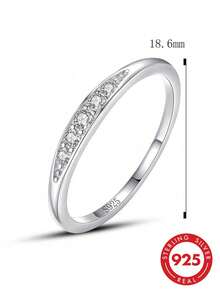 1pc S925 Sterling Silver Rhinestone Inlaid Super Shiny Thin Band Ring, Minimalist Luxury Personalized Elegant Ins Cold Style Niche Fashion High-End Versatile Finger Ring, Suitable For Daily Wear, Party, Vacation, Holiday And Other Occasions, Gift - Drilling Machine - View 10