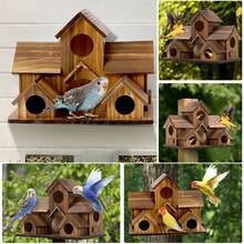 Bird House&Bird Feeder.Bird House For Outside,Hummingbird House With 6 Hole,Bluebird Finch Cardinals Hanging Small  Birdhouse,Nesting Box Birdhouse For Backyard/Patio Decor. - D - View 8