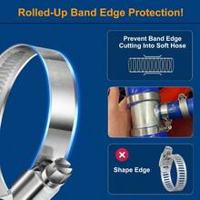 Non-Slip Stainless Steel Worm Gear Hose Clamps 2 To 2-3/4"(50-70mm) SAE Size 36, 5/16"Hex Soft Hose Adjustable Automotive, Fuel Line, Garden, Heater, Radiator, 25Pack - 25 + SAE#36(2 to 2-3/4) - View 4