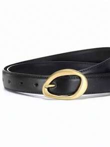 1pc/2pcs Women's Asymmetric Gold Buckle Solid Color Casual Versatile Decorative Belt, Classic Waist Belt For Jeans, Dresses And Pants - Multicolor - View 8