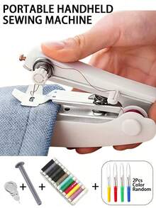 Portable Handheld Sewing Machine Set, Includes 1 Mini Portable Sewing Machine And 2 Rolls Of 12-Color Free Sewing Thread - Simple And Easy To Use For Home Handcraft Sewing - Multicolor - View 19