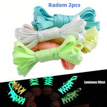 2Pcs Luminous Shoelaces Random Colors, Reflective Glow In Dark Shoe Laces For Men Women Sneakers, Versatile Casual Shoe Strings For Daily Dating Party Festival Outfits - View 2