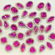 1 Pack 20pcs Rose Red Lace Rhinestone Hand-Sewn DIY Clothing Accessories, Shoes, Hats, Bags, Hair Accessories - Rose Red - View 1