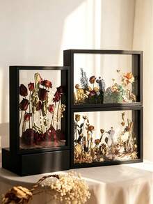1pc Double-Sided Acrylic Hollow Wooden Photo Frame, 6"/10" 3D Floating Display Stand, Suitable For Dried Flowers - Modern Wall/Desktop Decor - Autumn Gallery Wall Essential, Holiday Gift Idea, Office Space Upgrade, Home Decor Photo Frame For Sharing (Dried Flowers Not Included, Frame Only) - Multicolor - View 3