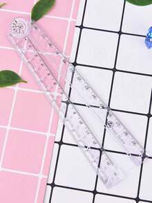 1pc Creative Drawing Measurement Transparent Folding Ruler, Transparent Design, Foldable And Portable, Student School Supplies, Back To School - Multicolor - View 7